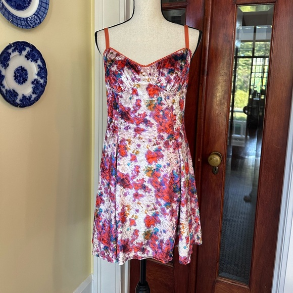 Current Mood | "Not My Problem" Watercolor Velvet Slip Dress, Size XXL - Picture 1 of 8